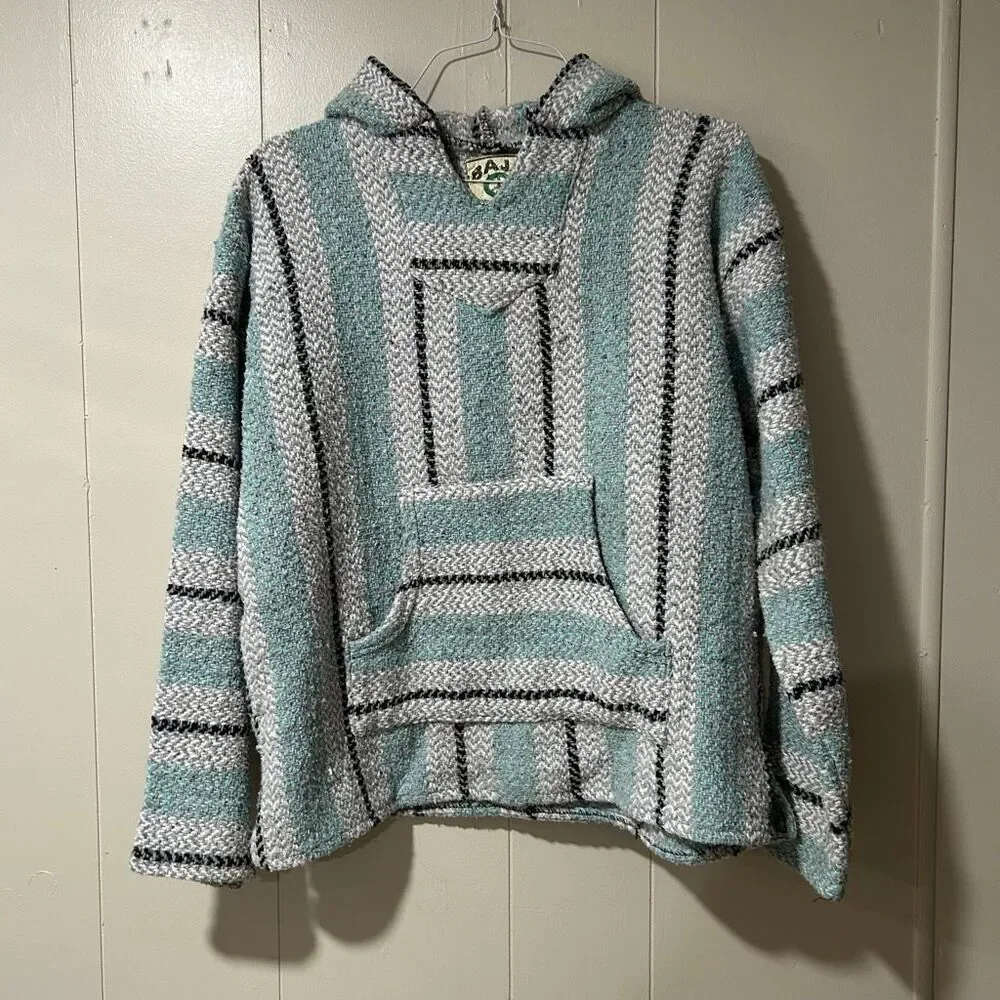Baja Joe Striped Baja Hoodie Pullover XL Mint Gray Surf Skate